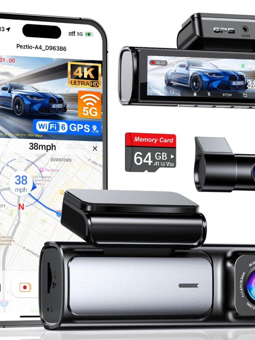 NEW Affver 4K + 2.5K Dash Cam Front and Rear Built-in 64GB Card Included 3.59 5G